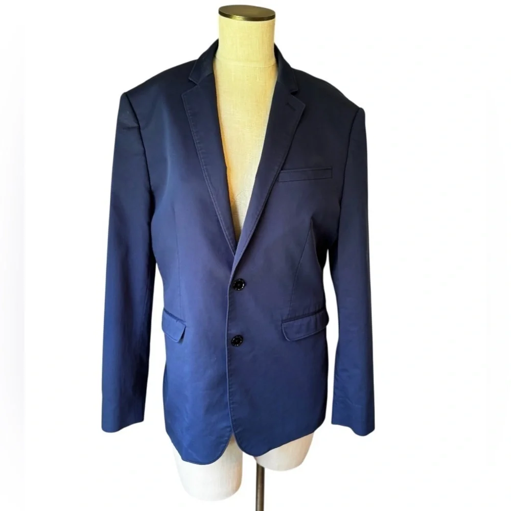 Vtg Express Men's Photographer Blazer Suit Jacket Navy Blue Slim Fit Size 40